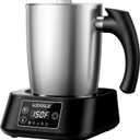 5-in-1 Milk Frother and Steamer, 17oz Detachable Frother with Adjustable Temperature, Hot Chocolate Maker, Stainless Steel Milk Steamer, Hot & Cold Foam Maker, Dishwasher Safe