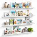 Forbena Floating Shelves for Wall 48 Inch Long, Large White Picture Ledge Shelf for Living Room, Modern Wood Wall Shelves with Lip for Bedroom Photo Frames, Hallway Office Nursery Kids Books