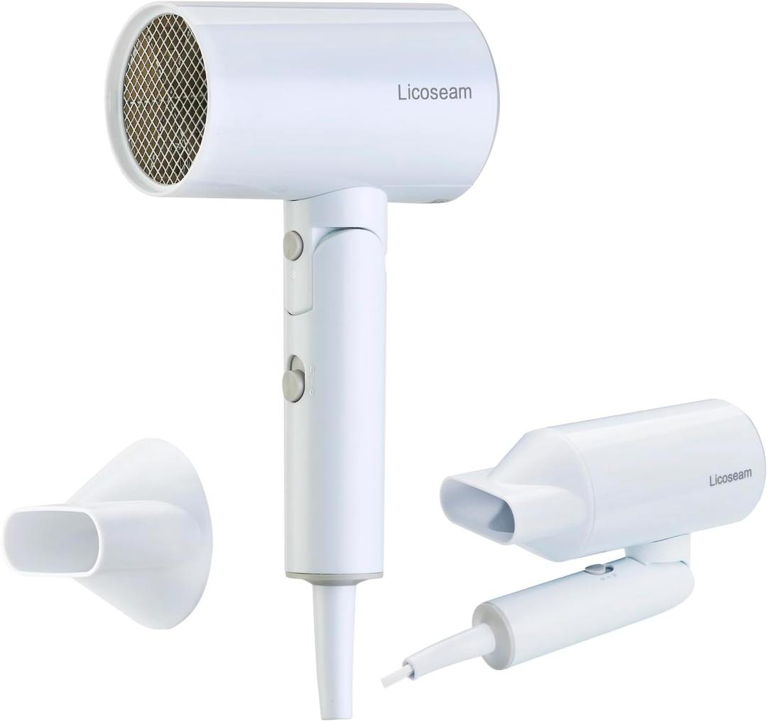 Hair Dryer, 1600W Small Foldable Hair Blow Dryer, Fast Drying Travel Hair Dryer, White