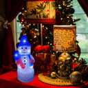 Anycosy Christmas Lighted Acrylic Snowman Decoration,Rotating Battery Operated Lights for Indoor Use,Perfect for Tabletop, Windowsill, Mantel, and Bedroom
