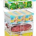 iSPECLE Deep Freezer Organizer Bins for 10 to 20 Cu.Ft, 4 Pack Stackable & Hanging Baskets, Expandable Metal Wire Storage System, Fits 17.5"-22.6" Width, Chest Freezer Only, White