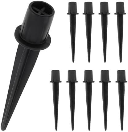 RTNLIT Metal Solar Light Stakes Replacement, Outdoor Ground Spikes for Garden Landscape Yard Pathway Patio Lamp Pole, 0.75 x 5.3 inch (Pack of 5, Black)