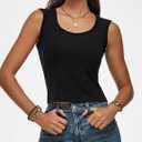 Women Wide Strap Ribbed Cropped Tank Tops 2026 Summer Trendy Crop Top Tight Fit Basic Sleeveless Camisole (Black, M)