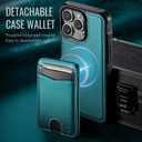 for iPhone 13 Pro Wallet Case Compatible with Magsafe, Magnetic RFID Blocking Card Holder Kickstand 2 in 1 Detachable Case for iPhone 13 Pro 6.1", Bluish Green