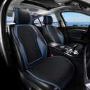 BWTJF Leather Car Seat Covers Full Set, Fit for Suvs,Vans,Trucks Automotive Vehicle,Faux Leather Cushion Covers for 5 Passenger Cars (Black&Navy)