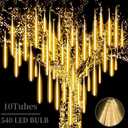 High Brightness 10 Tube 540 LED 20 Inch Meteor Shower Rain Lights Cascading Falling Rain Outdoor Lights for Christmas Eaves Tree Decoration Icicle Raindrop(Can Connect 100 Sets)