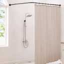 Corner Shower Curtain Rod, [24"-53"] x [24"-53"] Adjustable L Shaped Shower Rod No-Sagging 304 Stainless 90 Degree Curved Curtain Rod for Bathroom Bathtub with 12 Ring Hooks & Ceiling Support, Black