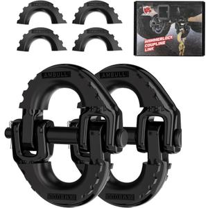 2 Pack 1/2" Safety Chain Connector Link, G80 Tow Hitch Hammerlock Coupling Link, Tow Chain Connector with 12000 lbs Loading (Black)