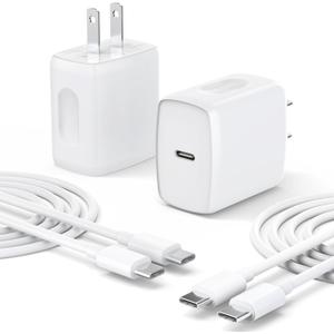 USB C Charger Type C Fast Charging 2 Pack 25W Chargers Block with 2 Pack 6FT USB C to C Cable for iPhone 17 Pro/Pro Max/Air/16 15 Pro/Pro Max/Plus/iPad/Samsung Series and More
