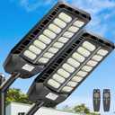 Solar Lights Outdoor 8000W, Solar Street Lights Outdoor IP67 Waterproof, 480 LED Security Flood Light 7000K Street Light 300000LM with Motion Sensor & Dusk to Dawn for Pathway & Yard, 2 Pack