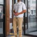 YAXHWIV Men's Casual Joggers Pants Cotton Drawstring Twill Cargo Pants Lightweight Tapered Track Jogging Sweatpants (XL)