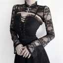 Bolero Shrug Top Trad Goth Black Shawls and Wraps for Evening Dresses Short Cardigan (Black, M)