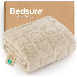 Bedsure Dog Blankets for Medium Dogs Washable - Fluffy Fuzzy Puppy Cat Blanket with Premium 300GSM Coral Fleece Soft for Pet Kitten Doggy, White, 30x40IN