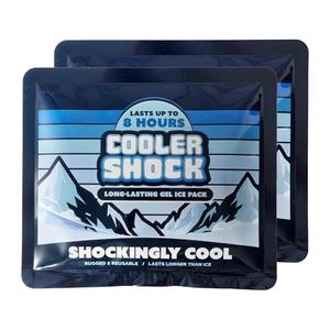 Cooler Shock Reusable Prefilled Ice Packs for Coolers & Lunch Boxes - Long Lasting Cold Freezer Packs for Lunchbox, Non-Toxic Gel Ice Pack for Camping, Lunch Bags, Road Trips, 2 Pack (6.5"x7.5")