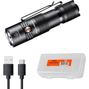 Fenix PD26R ACE 1300 Lumen Rechargeable EDC Flashlight with 3 Mode Sets USB-C Compact LED Dual Switch Waterproof for Everyday Carry Tactical Duty Camping Outdoor Use with Lumentac Organizer