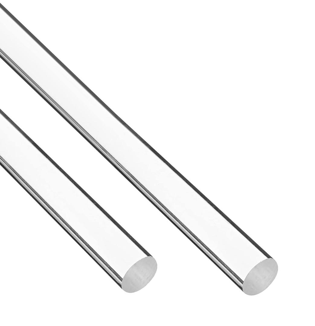 2pcs 1" Dia x 24" L Clear Acrylic Lucite Rod Dowel for DIY Projects Crafts Curtain Rods &More, Plastic Rod, Durable and Sturdy Acrylic Material