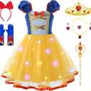 Light Up Princess Dress Up Clothes for Little Girls Toddler Kids Princess Costume Halloween Birthday Outfit 3-9Y
