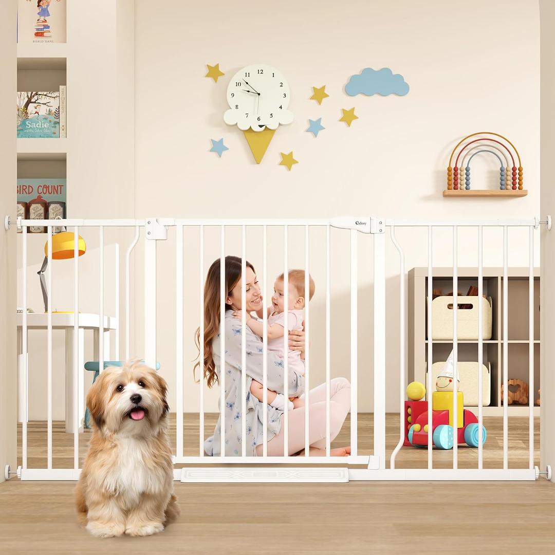 29"-58" Extra Wide Baby Gate, No Drilling Auto Close Dog Gate, White