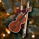 Violin Christmas Ornament 2025 - Violin Ornaments for Girls, Women, Men, Player, Teacher, Wooden Music Christmas Ornament - Unique Gifts for Violin Players