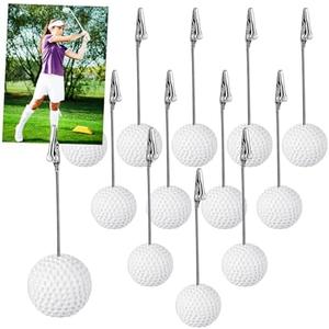 Jetec 11 Pcs Resin Sports Ball Base Memo Clips with Alligator Wire Table Number Card Place Holders Photo Stand for Office Menu Wedding Party Events Decoration(Golf)
