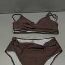 ZAFUL Women High Waisted Bikini Sets Two Piece Swimsuit Push Up Twist Front Ruched Bathing Suit (Medium, Coffee)