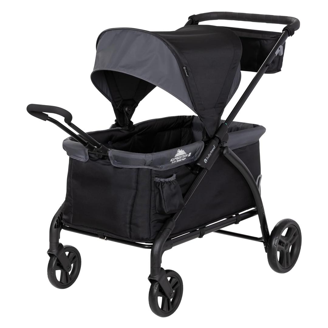 Baby Trend Expedition 2-in-1 Push or Pull Wagon with Canopy, Madrid Black