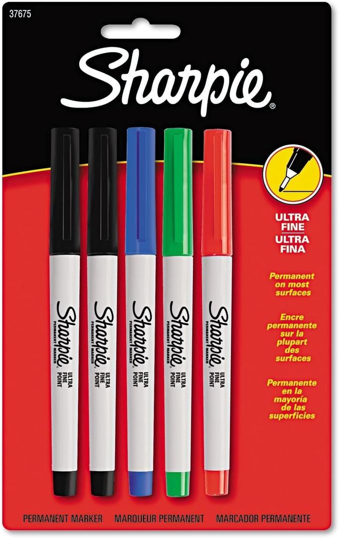Bulk Buy: Sanford Sharpie Ultra Fine Point Color Assortment 5/Pkg-Red Blue Green 2 Black (3-Pack)