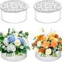 Jucoan 4 Pack Round Acrylic Flower Vase, 6 x 2.5 Inch Cylinder Low Acrylic Vase with Holes for Floral Arrangement, Home Wedding Bridal Shower Party Table Centerpieces Decor