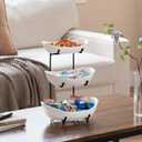 HBlife Fruit Bowl for Kitchen Counter - 3 Tier Ceramic Fruit Rack, Fruit Basket for Fresh Fruit&Veggies, Tiered Fruit Platter Serving Trays for Party