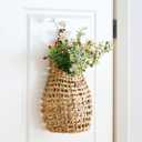 Woven Front Door Basket Water Hyacinth Wall Hanging Basket Decorative Boho Mounted Organizer for Dried Flower Plants Storage Basket for Garden, Home, and Farmhouse Décor (B_Hyacinth)