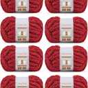 Crafted By Catherine Chunky Chenille Yarn - 8 Pack (8 oz / 227 g, 31.7 Yards Each Skein), Dark Red, Gauge 7 Jumbo