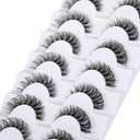 False Eyelashes Wispy Natural C Curl Strip Lashes Transparent Lash Bands Fluffy Cat Eye Lashes 7 Pairs by Yawamica