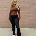 Sunzel Tight Long Sleeve Shirts for Women Slim Fit Tshirts Crew Neck Basic Tees Trendy Fitted Workout Going Out Tops (Brown, XS)