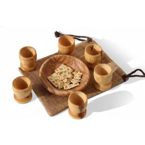 Olive Wood Communion Set, 6 Mini Cups & Plate – Family Worship Kit Handmade in Bethlehem – Traditional Holy Land Gift – Authentic Christian Decor