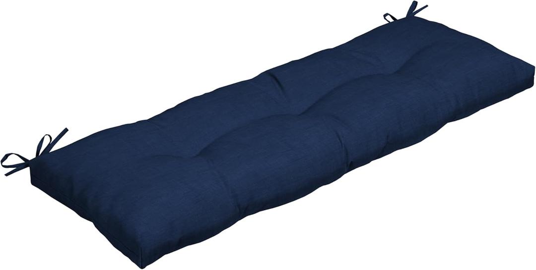 Arden Selections Outdoor Plush Modern Tufted Bench Cushion, 48 x 18, Water Repellent, Fade Resistant, Tufted Bench Cushion for Bench and Swing 48 x 18, Sapphire Blue Leala