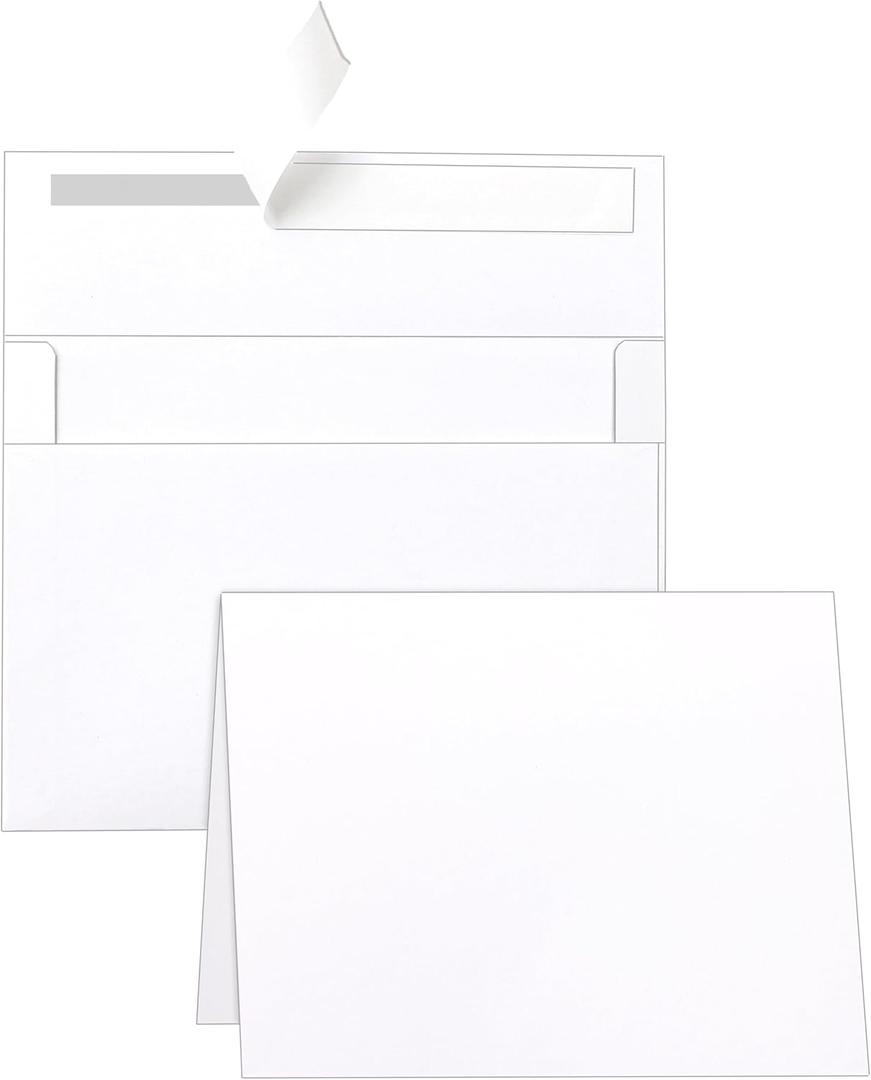 White Blank Greeting Cards with Envelopes 5 x 7 Heavyweight Folded White Cardstock and A7 Envelopes Printable Self-Seal 20 Packs for Wedding Invitations, Birthday, Thank You Cards, Mailing
