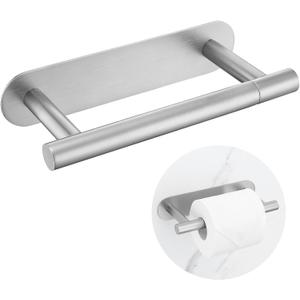 Self Adhesive Toilet Paper Holder, SUS304 Stainless Steel Brushed Nickel Toilet Roll Holder, Double Base Paper Towel Holder Wall Mount No Drilling for Bathroom, Kitchen, Washroom