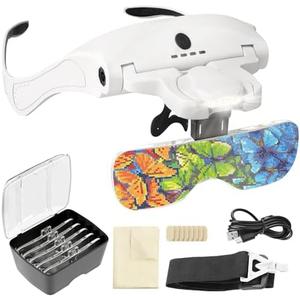 ARTDOT Magnifying Glasses with Light for Diamond Art Kits, 5 Replaceable Lenses for Magnifier with 4 LED Lights and Adjustable Brightness for Diamond Painting Accessories and Reading Close Work