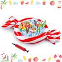 ShinyRelief Christmas Inflatable Coolers 51x32 Inch Peppermint Candy Ice Bar Drink Beverage Blow up Cooler Christmas Decorations for Pool Home Lawn Holiday Garden Winter Party Supplies