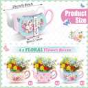 Yinder 6 Pcs Tea Party Decorations Princess Party Flower Boxes Centerpiece Floral Teapot Centerpiece for Floral Tea Themed Birthday Wedding Supplies (Sweet Tea Pot)