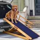 Dog Ramp for Beds, Cars, Couches, Dog Steps Anti-Slip Surface, Dogs Ramps for Old Small Pet,High Traction with Platform, 7 Adjustable Heights 16" to 27" Up, Portable Stairs Design for Dogs, 45.3" Long