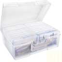 YOPIKUU Photo Storage Box 5" x 7", Extra Large Photo Organizer Storage Container with 18 Inner Case, Seed Organizer Craft Storage Box Pictures, Arts, Crafts, Sewing, Stickers, Seeds, Office Supplies (Clear)