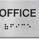 Office Signs with Raised Text & Grade 2 Braille, Brushed Aluminum/Silver Finish Easy Install with Double-Sided Tape, ADA Compliant Office Door Sign
