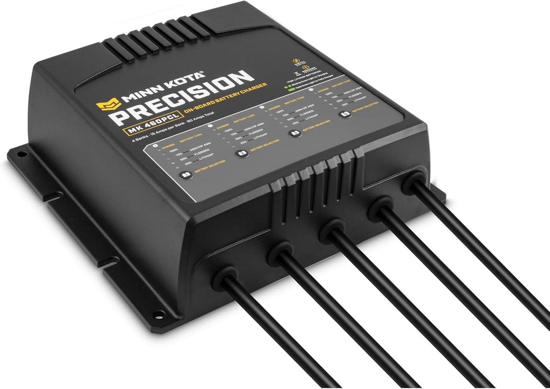 Minn Kota Precision MK-460PCL On-Board Marine Battery Charger 4 Banks, 15 Amps Each