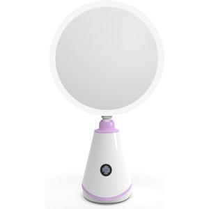 Generic Makeup Mirror with Light-15x Large Lighted Makeup Mirror,Rechargeable Adjustable Lighted Vanity Mirror,1x/15x Magnifying Mirror with Light,360 Rotating Mirror with 3 Color Lights (purple)