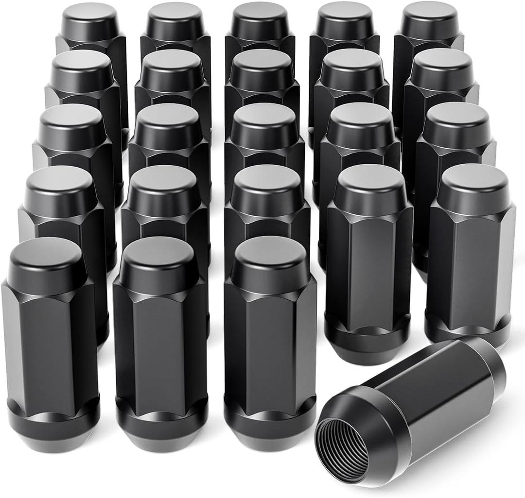 Orion Motor Tech M14x1.5 Lug Nuts with Cone Seat, 3/4" 19mm Hex 1.9x0.87 in. Blackened Wheel Lug Nuts Compatible with Chevrolet Silverado Suburban 1500 Ford Expedition F-150 Ram 1500 & More, Set of 24
