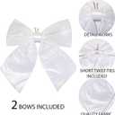 3 x allgala Christmas Decorative Metallic Foil Fabric Bows for Wreath Garland Christmas Tree Chair Wedding-2 Pack-14 (30x35cm)-White-XBW92381