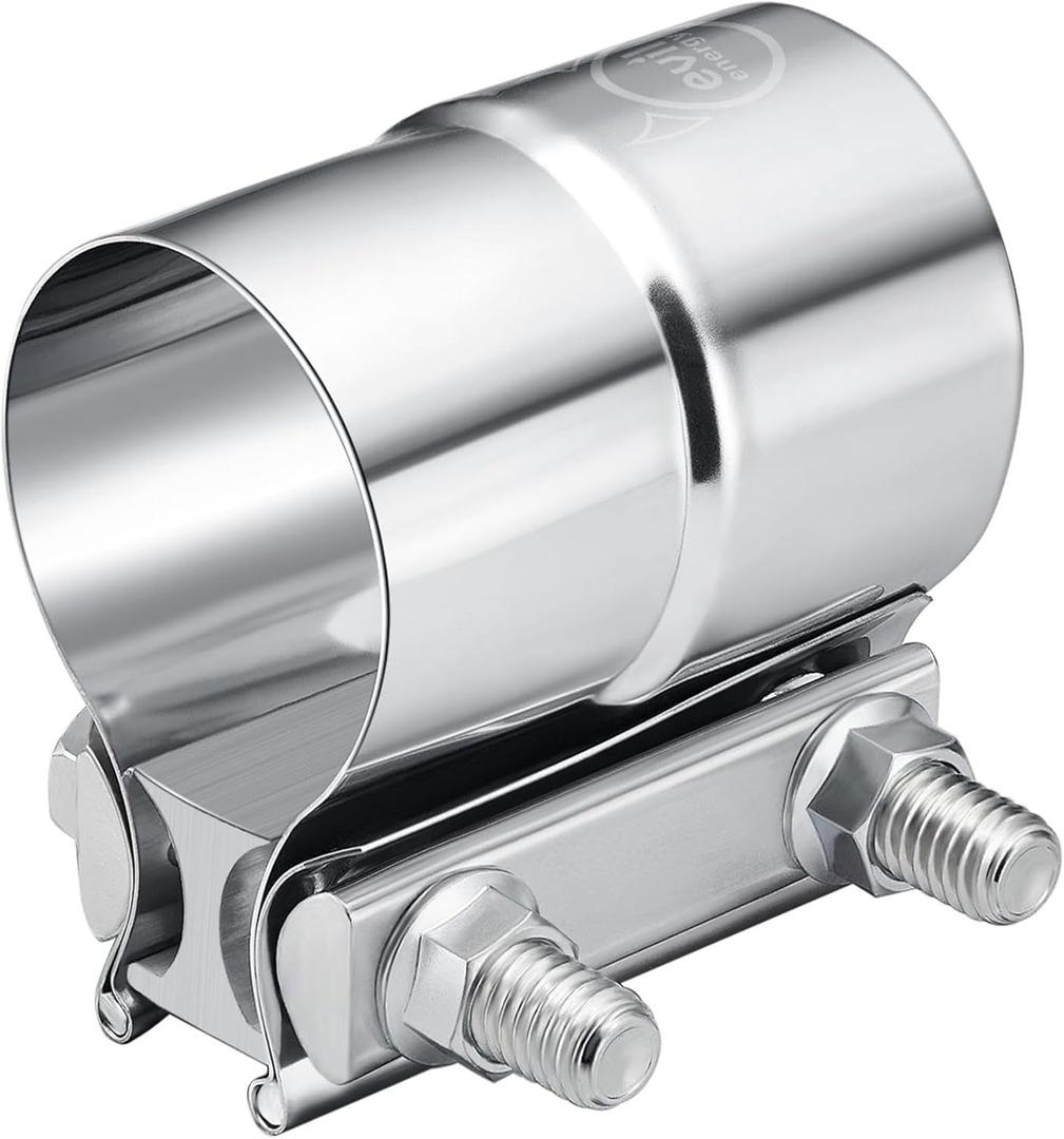 EVIL ENERGY 2.5'' Exhaust Clamp,Lap Joint Band Clamp Stainless Steel for Pipes,Mufflers,Catalytic Converters (1, 2.5 inch)