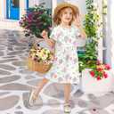 Short Sleeve Girl's DressesSoft Quick-Dry Dress for Kids,Skater Twirl A-line Summer Clothes Outfit 7-8 Years