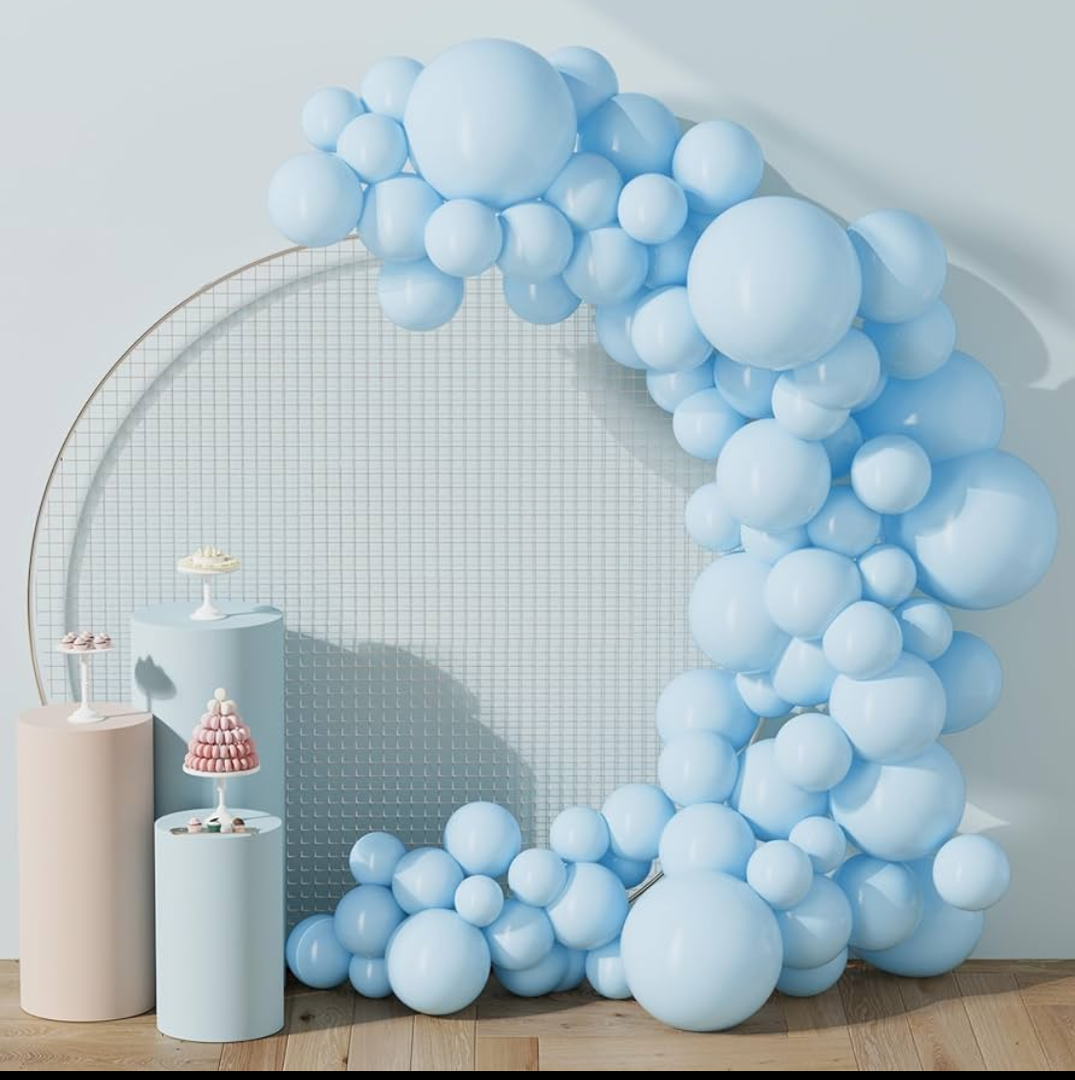 DECOCKRAT LightBlue Latex Balloons Kit - 110PCS Party Balloons, 12'' Helium Balloon Set with Ribbon, Perfect for DIY, Birthday, Baby Shower, Wedding, Anniversary & Holiday Decoration 2 Pack